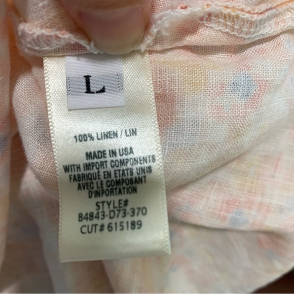 Bella Dahl Linen Shirred Peach Floral Print Halter Revolve Made in USA Sz Large - Picture 9 of 13